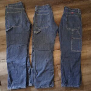 THREE Pair Of Fleece LINED Wrangler Carpenter Jeans 32 x 32  Denim